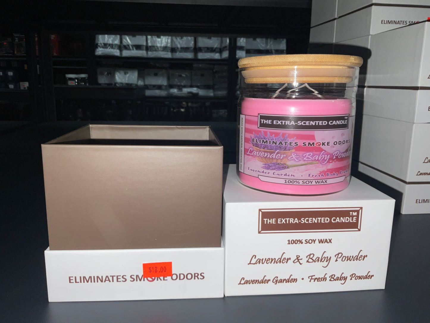 THE EXTRA-SCENTED CANDLE (Eliminates smoke odors) 100% SOY WAX