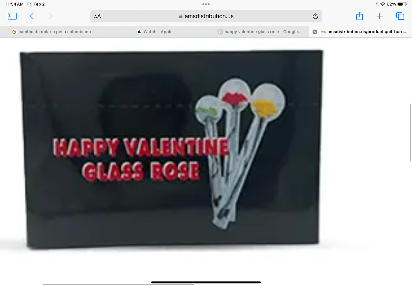 HAPPY VALENTINE GLASS ROSE