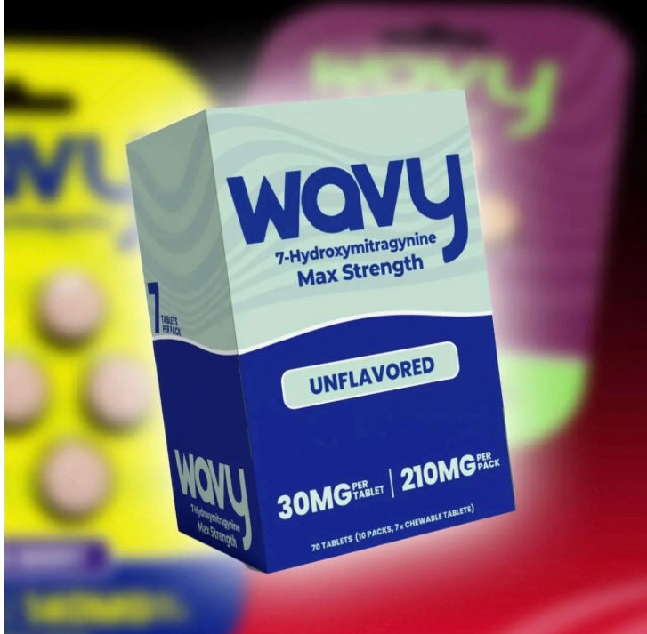 Wavy 7 Hydroxymitragynine Max Strength (UNFLAVORED) 30 mg per tablet (210 mg per pack) *5 pack