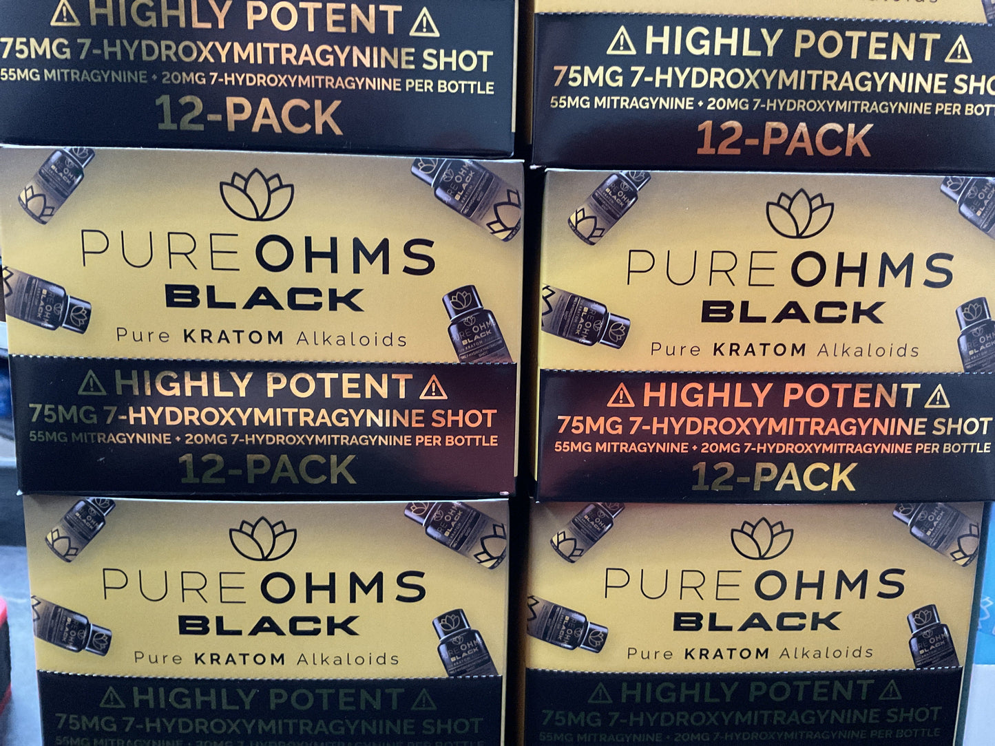 Pure OHMS Black 7 Hydroxymitragynine Shots 12 Packs