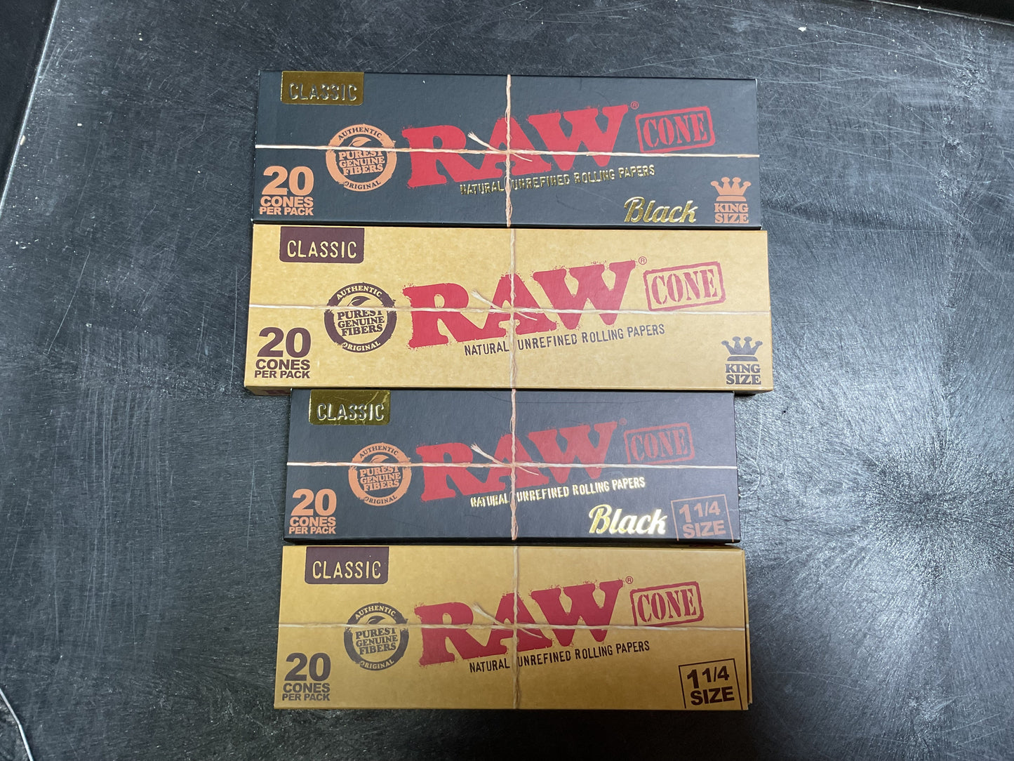 Raw Cone Natural Unrefined Rolling Papers (20 Cones per pack)