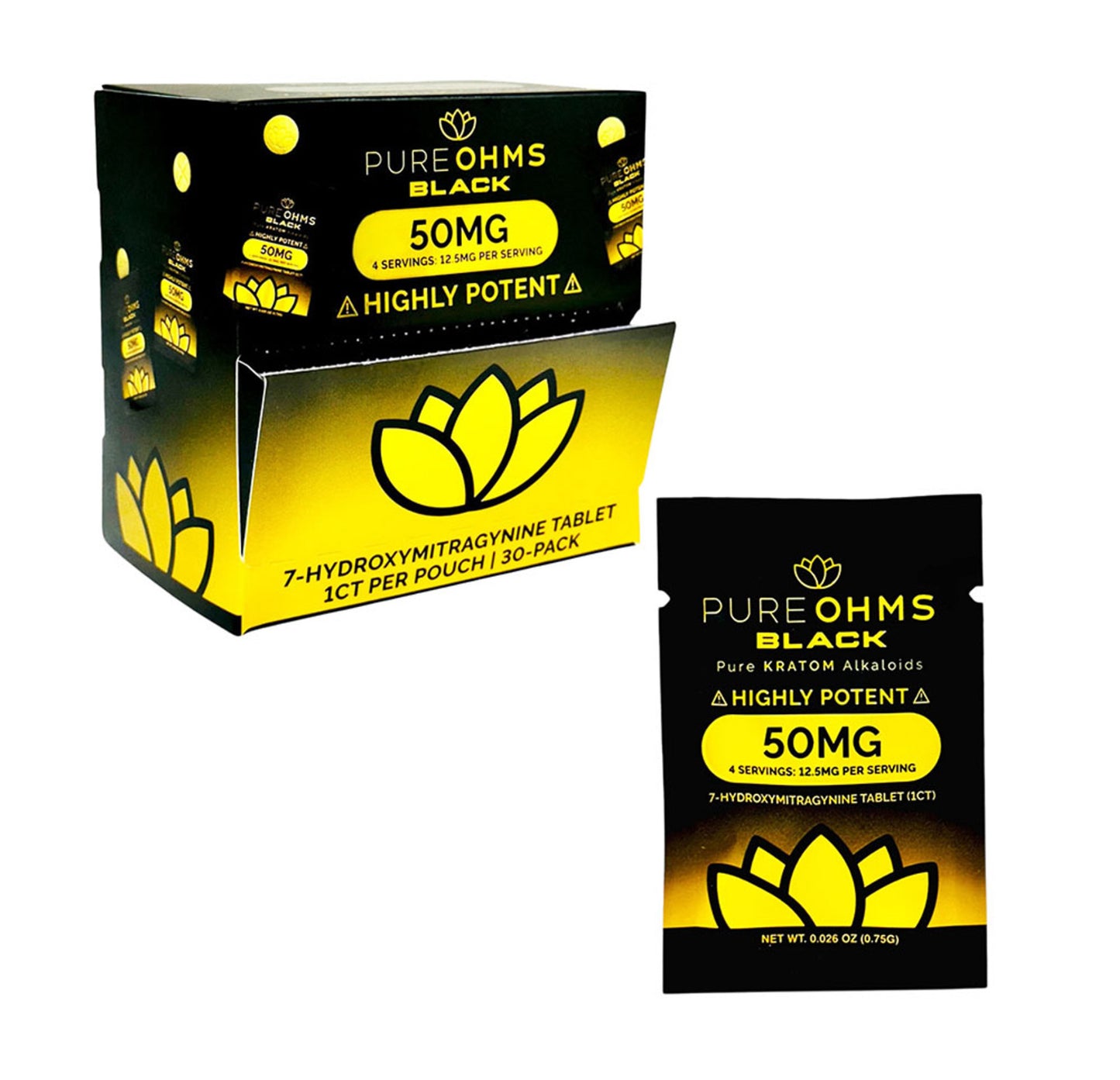 Pure OHMS Black Single (Display of 30/ 50Mg)