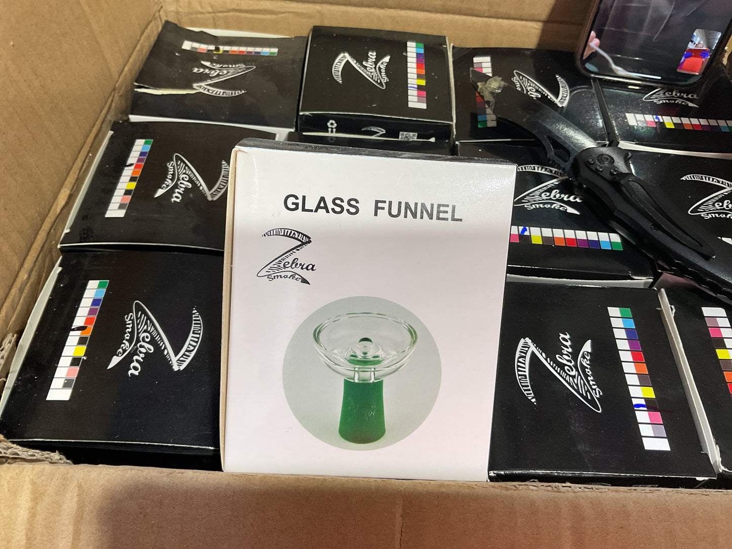 Zebra Glass Funnel