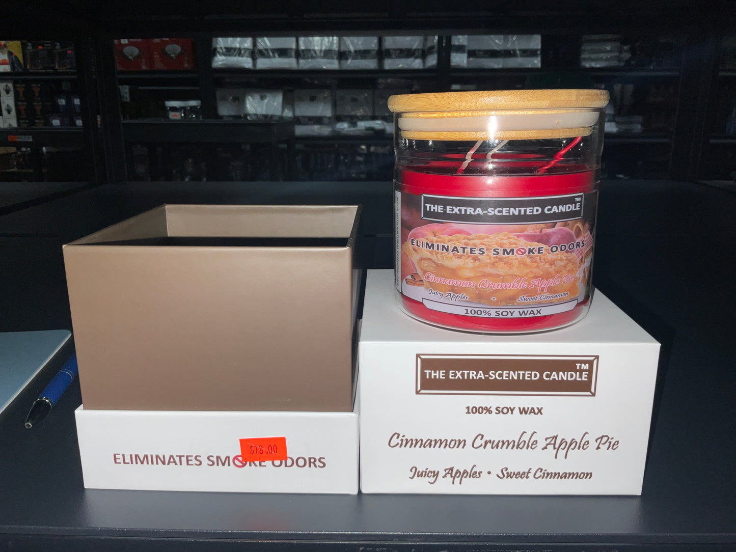 THE EXTRA-SCENTED CANDLE (Eliminates smoke odors) 100% SOY WAX