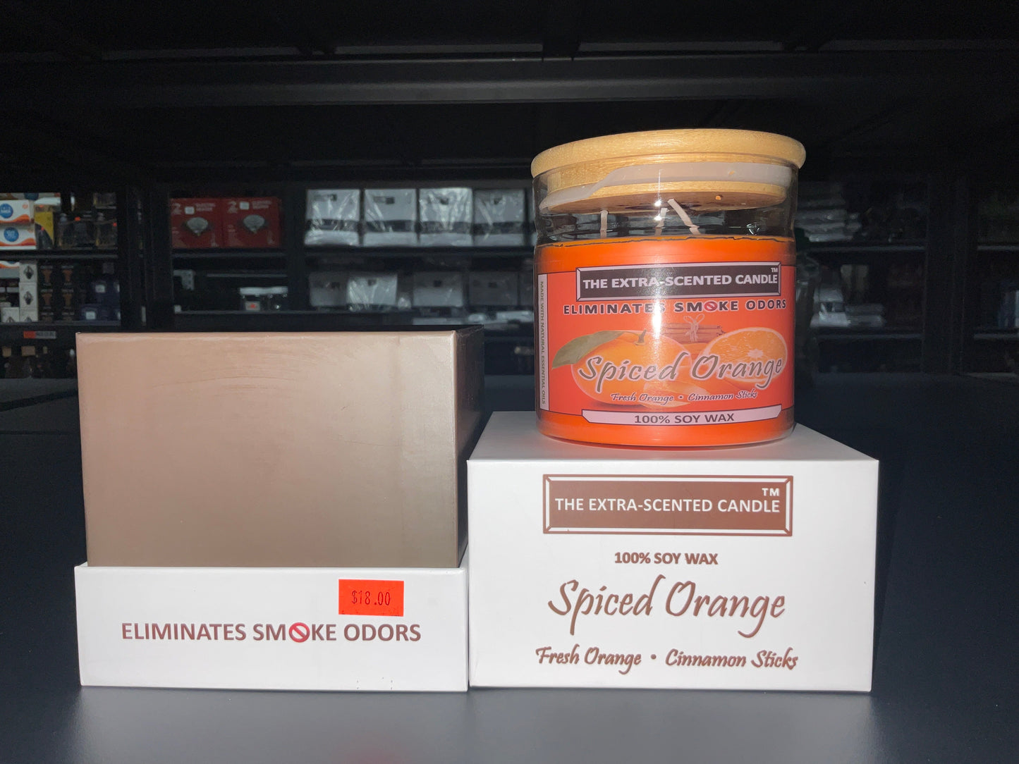 THE EXTRA-SCENTED CANDLE (Eliminates smoke odors) 100% SOY WAX
