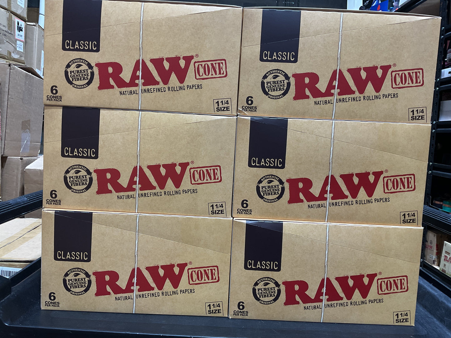Raw Natural Rolling Paper “Classic” 11/4size  (6 Cones per pack)