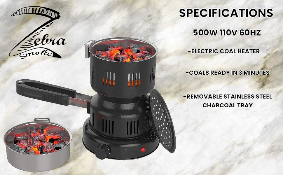 Zebra Smoke Shishana Charcoal With Handle Burner